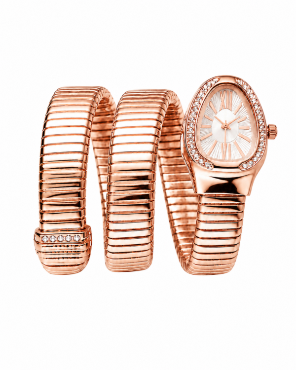 Rose Gold Finish Wrap-Style Watch Bracelet