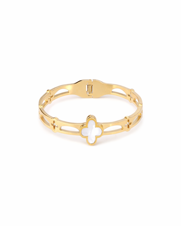 Mother-Of-Pearl Clover Cutwork Bracelet