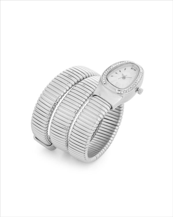 Silver Tone Finish Wrap Style Watch Bracelet