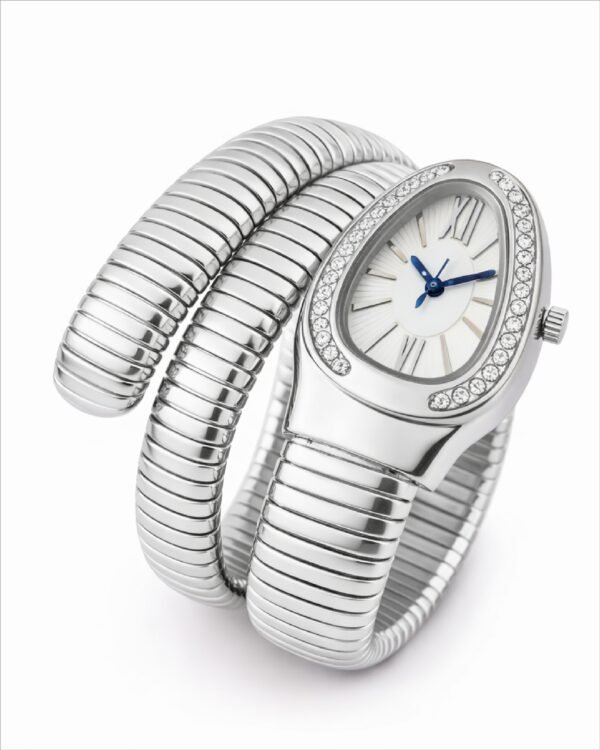 Silver Tone Finish Wrap Style Watch Bracelet