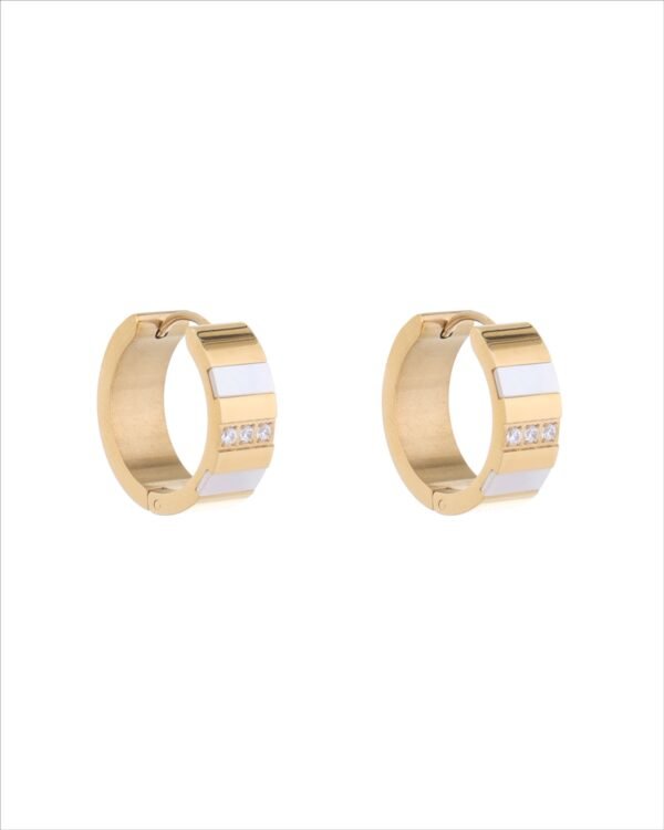 Two Tone Zircon Hoop Earrings