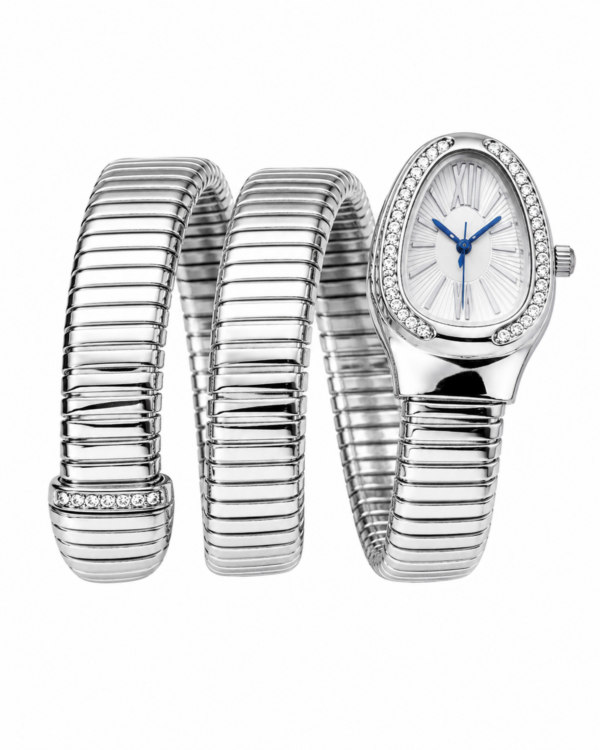 Silver Tone Finish Wrap Style Watch Bracelet