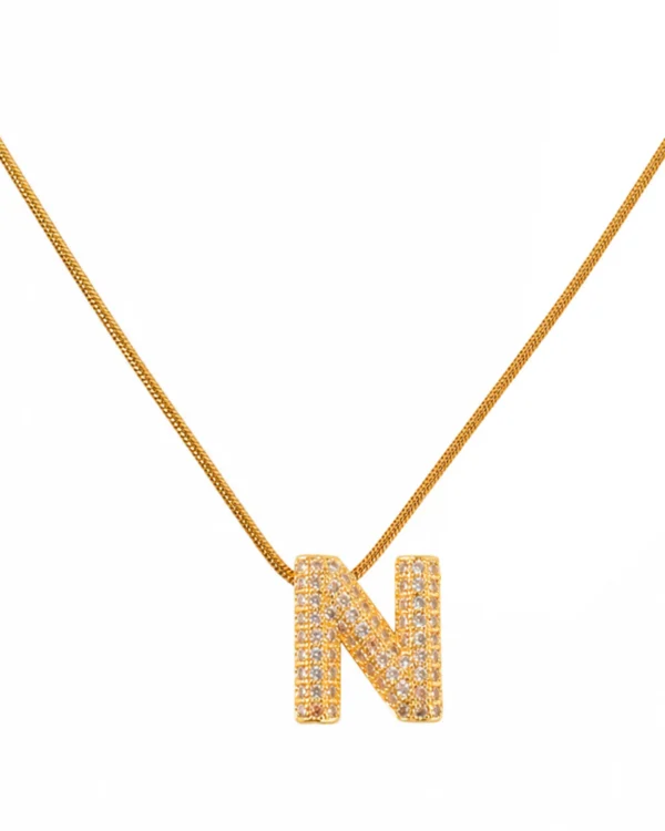 Small Initial N Necklace for Women