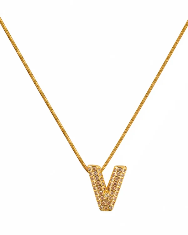 Small Initial V Necklace for Women